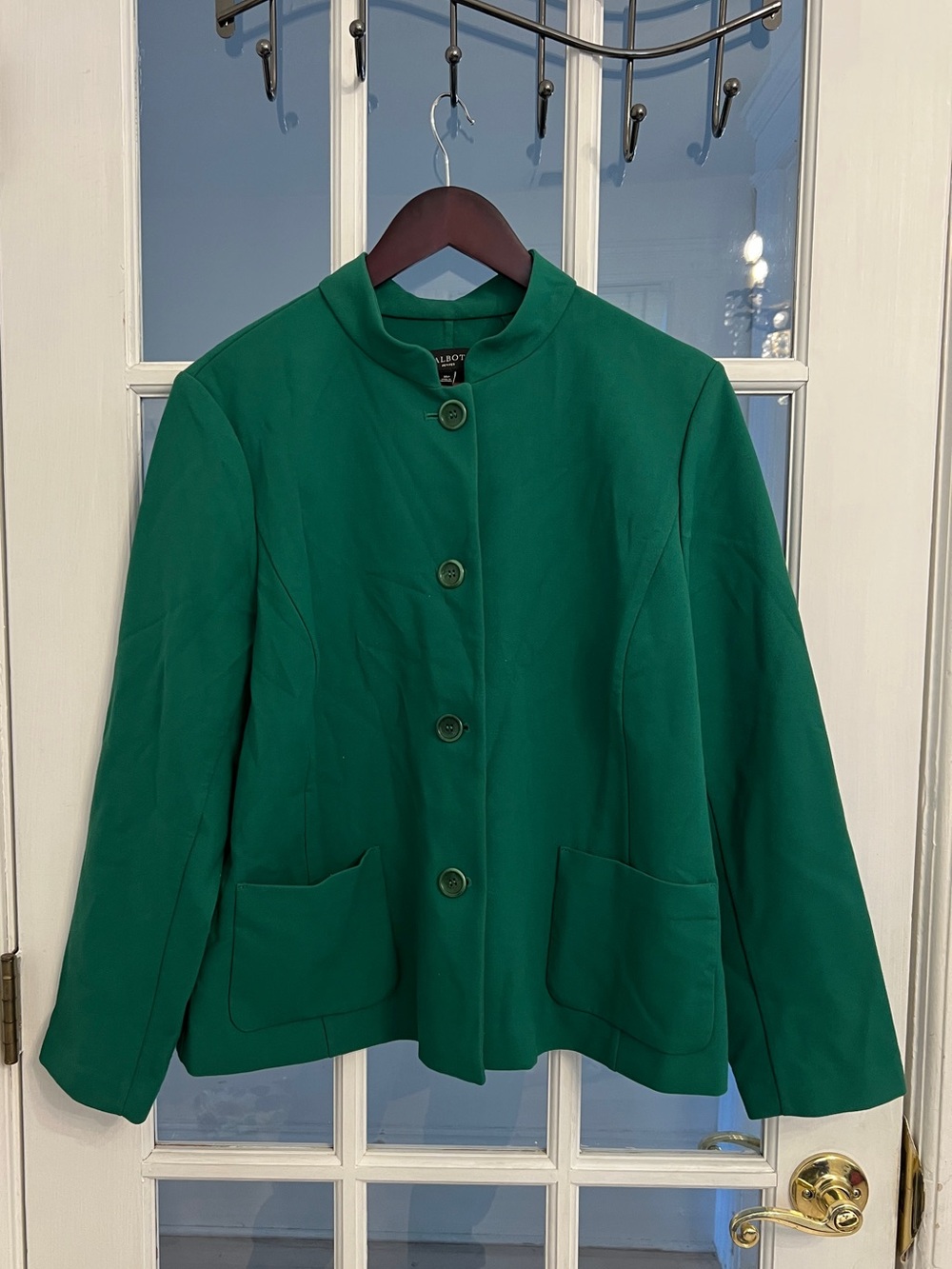 TALBOTS Women’s Petite Green Ponte Knit Button Blazer Jacket 16P